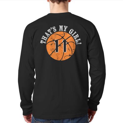 Unique That's My Girl 11 Basketball Player Mom Or Dad Long Sleeve T-Shirt Back Print - Father's Day Fun