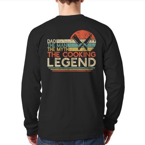 Vintage Cooking Dad The Man The Myth The Legend Chef Long Sleeve T-Shirt Back Print - Father's Day Fun