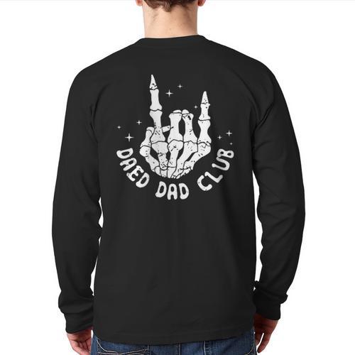 Vintage Dead Dad Club Matching 2 Sides Fathers Day Long Sleeve T-Shirt Back Print - Father's Day Fun