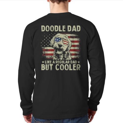 Vintage USA Flag Goldendoodle Doodle Dad Fathers Day Men Long Sleeve T-Shirt Back Print - Father's Day Fun