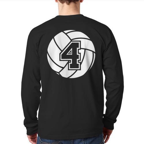 Volleyball Player 4 Volleyball Mom Dad Jersey Number 4 Long Sleeve T-Shirt Back Print - Father's Day Fun