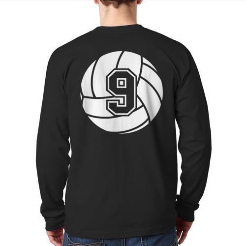 Volleyball Player 9 Volleyball Mom Dad Jersey Number 9 Long Sleeve T-Shirt Back Print - Father's Day Fun