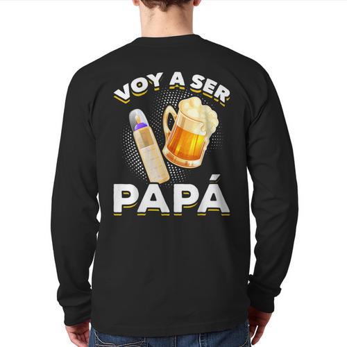 Voy Hacer Papa Ser Papa Voy A Ser Papa Dad To Be In Spanish Long Sleeve T-Shirt Back Print - Father's Day Fun