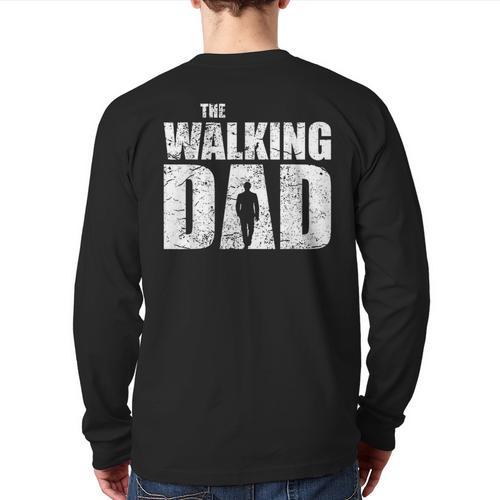 The Walking Dad Father Man Dead Retro Vintage Men Fun Long Sleeve T-Shirt Back Print - Father's Day Fun