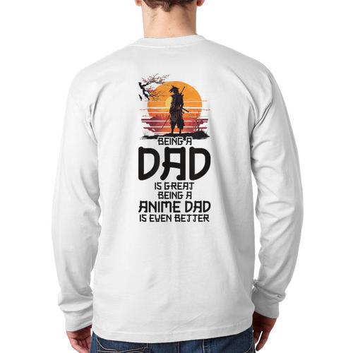 Anime Dad Jokes Father's Day Anamae Otaku Manga Japan Long Sleeve T-Shirt Back Print - Father's Day Fun