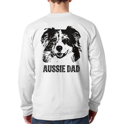 Aussie Dad Australian Shepherd Dog Dad For Men Long Sleeve T-Shirt Back Print - Father's Day Fun