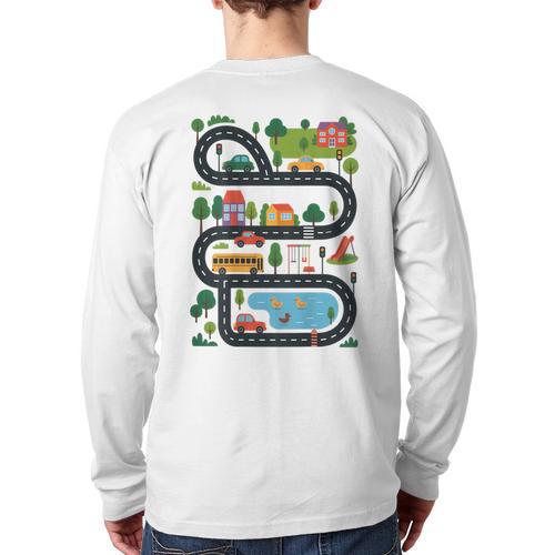 On Back Tired Dads Club Car Race Track On Dad Daddy Long Sleeve T-Shirt Back Print - Father's Day Fun