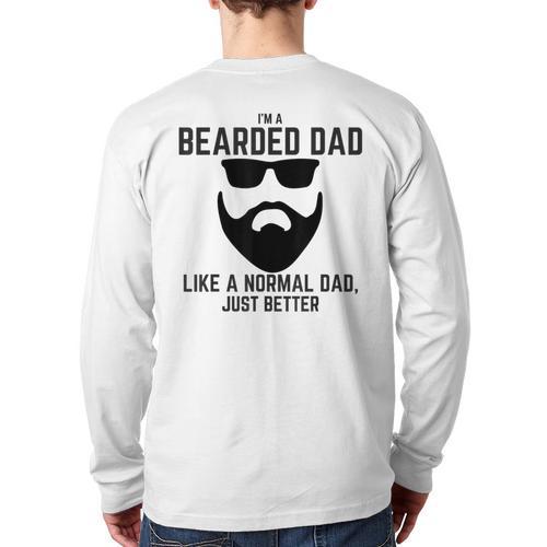 Bearded Dad Beard Humor Superhero Long Sleeve T-Shirt Back Print - Father's Day Fun