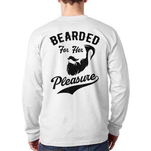 Bearded For Her Pleasure Bearded Dad Father Long Sleeve T-Shirt Back Print - Father's Day Fun