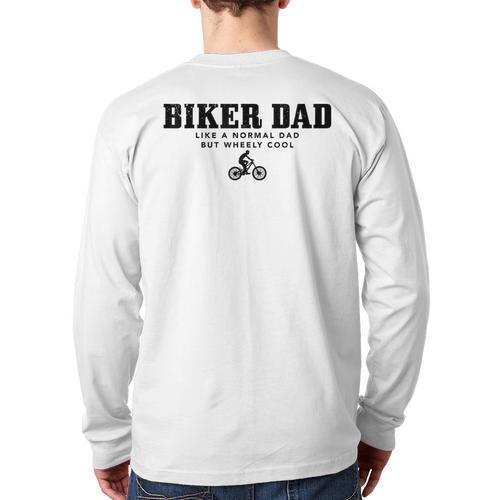 Biker Dad Mountain Bike MTB Father's Day Cyclist Long Sleeve T-Shirt Back Print - Father's Day Fun