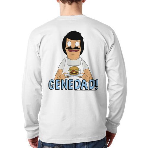 Bob's Burgers Gene Dad Portrait Long Sleeve T-Shirt Back Print - Father's Day Fun
