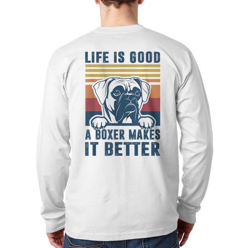 Boxer Dog For Men Women Boxer Dog Dad Mom Small Long Sleeve T-Shirt Back Print - Father's Day Fun
