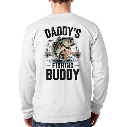 Boy Daddy Fishing Buddy Matching Fishing Bass Fishing Long Sleeve T-Shirt Back Print - Father's Day Fun