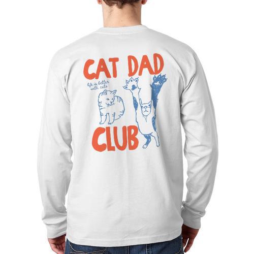 Cat Dad Club Life Is Better With Cats Father's Day Cat Dad Long Sleeve T-Shirt Back Print - Father's Day Fun