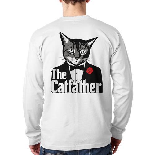 The Cat Father Cool Cat Dad Cat Lovers Long Sleeve T-Shirt Back Print - Father's Day Fun