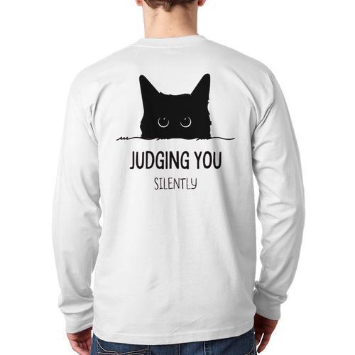 Cat Judging You Silently Cat Mom Dad Premium Tri-Blend Long Sleeve T-Shirt Back Print - Father's Day Fun