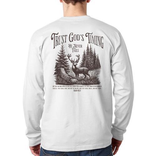 Christian Jesus Bible Verse Deer Elk Buck Hunting Dad Hunter Long Sleeve T-Shirt Back Print - Father's Day Fun
