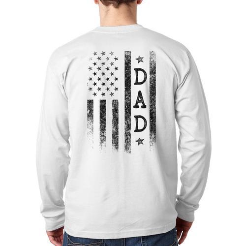 Dad Patriotic American USA Flag Father's Day Dad Long Sleeve T-Shirt Back Print - Father's Day Fun