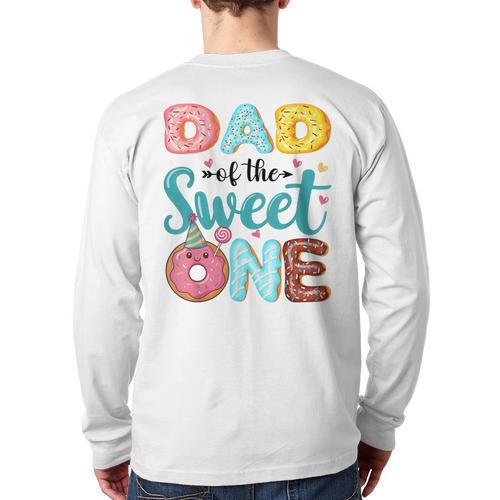 Dad Of The Sweet One 1st Birthday Girl Donut Party Long Sleeve T-Shirt Back Print - Father's Day Fun