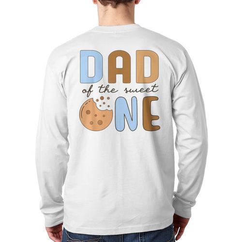 Dad Of The Sweet One Cookies And Milk 1st Birthday Party Long Sleeve T-Shirt Back Print - Father's Day Fun