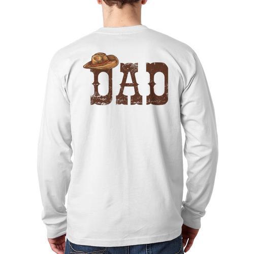 Dad Western Family Matching Birthday Cowboy Cowgirl Long Sleeve T-Shirt Back Print - Father's Day Fun