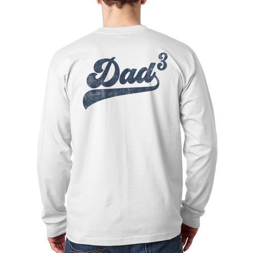 Dad3 Dad Cubed Father Of Three Daddy 3 Third Time Dad Long Sleeve T-Shirt Back Print - Father's Day Fun