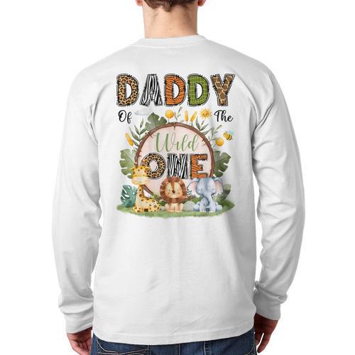 Daddy Of The Wild One 1St Birthday Boy Safari Jungle Long Sleeve T-Shirt Back Print - Father's Day Fun