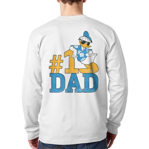 Disney Donald Duck Number One Dad Sunglasses Father's Day Long Sleeve T-Shirt Back Print - Father's Day Fun