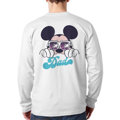 Disney Mickey And Friends Cool Mickey Summer Vibes Dad Logo Long Sleeve T-Shirt Back Print - Father's Day Fun