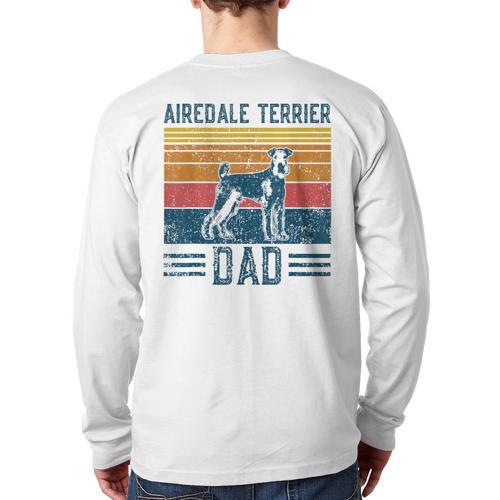 Dog Airedale Terrier Dad Vintage Airedale Terrier Dad Long Sleeve T-Shirt Back Print - Father's Day Fun