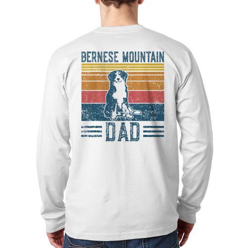 Dog Berner Dad Vintage Bernese Mountain Dad Long Sleeve T-Shirt Back Print - Father's Day Fun