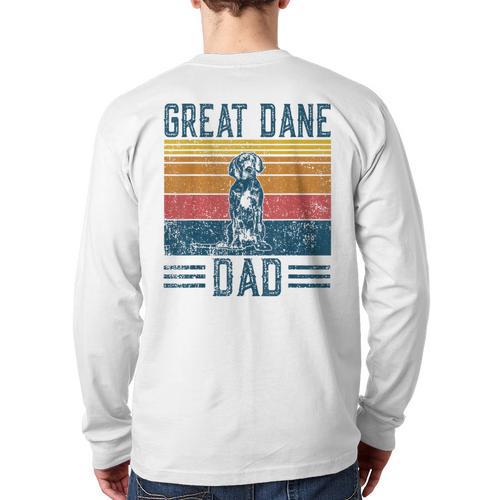 Dog Dad Vintage Great Dane Dad Men Women Kids Long Sleeve T-Shirt Back Print - Father's Day Fun