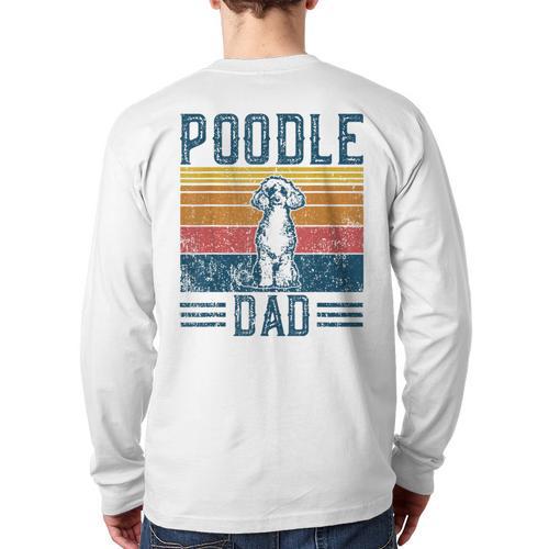 Dog Dad Vintage Poodle Dad Long Sleeve T-Shirt Back Print - Father's Day Fun