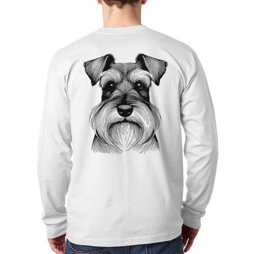 Dog Fingerprint Miniature Schnauzer Dad Mom Long Sleeve T-Shirt Back Print - Father's Day Fun