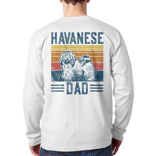 Dog Havanese Dad Vintage Havanese Dad Long Sleeve T-Shirt Back Print - Father's Day Fun