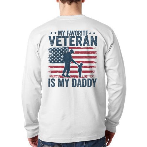 Father Veterans Day My Favorite Veteran Is My Daddy For Kids Long Sleeve T-Shirt Back Print - Father's Day Fun