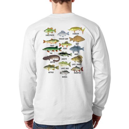 Fishing-Shirt Types Of Freshwater Bass Fish Dad Jokes Long Sleeve T-Shirt Back Print - Father's Day Fun
