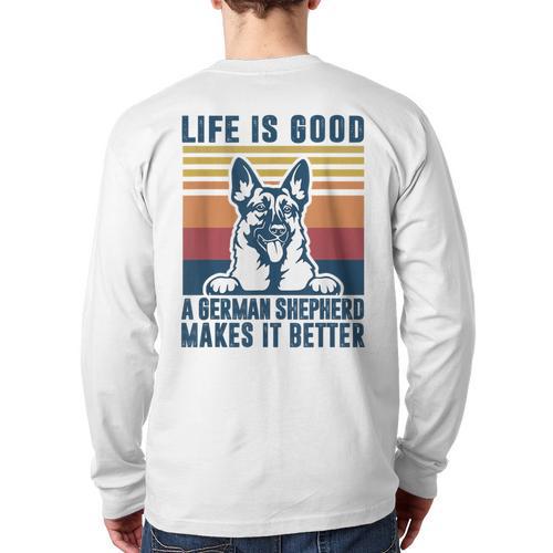 German Shepherd Men Women Dog Dad Mom German Shepherd Long Sleeve T-Shirt Back Print - Father's Day Fun