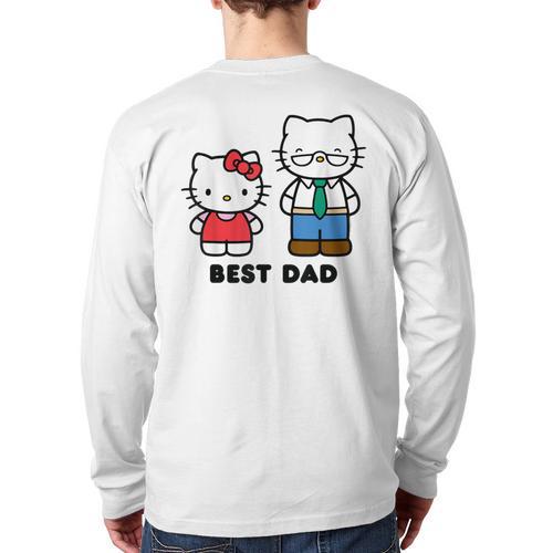 Hello Kitty Best Dad Fathers Day Small Long Sleeve T-Shirt Back Print - Father's Day Fun