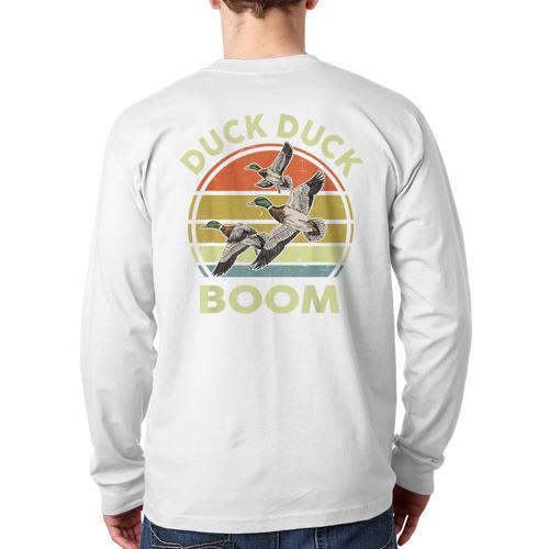Hunting-Shirt Duck Boom Hunter Dad Grandpa Men Long Sleeve T-Shirt Back Print - Father's Day Fun