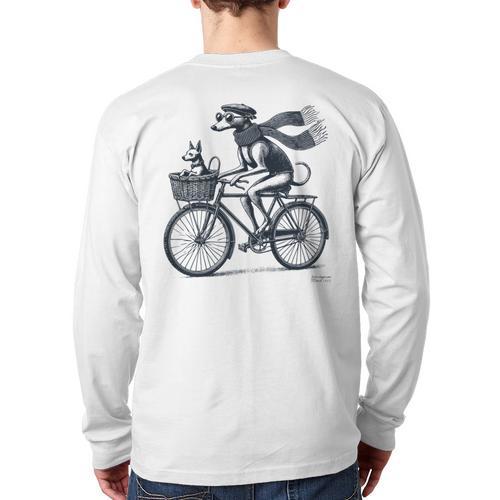 Italian Greyhound Whippet Bicycle Cycling Dog Mom Iggy Dad Long Sleeve T-Shirt Back Print - Father's Day Fun