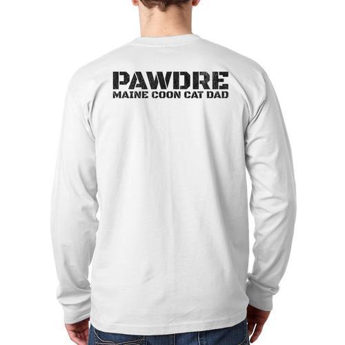 PAWDRE Maine Coon Cat Dad Feline Father Cat Dad Long Sleeve T-Shirt Back Print - Father's Day Fun