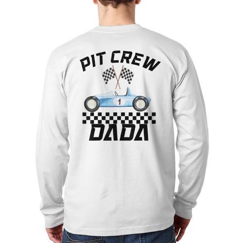Race Car Racing Family Dada Pit Crew Birthday Party Long Sleeve T-Shirt Back Print - Father's Day Fun
