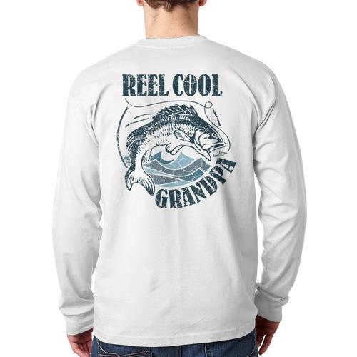 Reel Cool Grandpa Fishing Dad Father's Day Fisherman Long Sleeve T-Shirt Back Print - Father's Day Fun