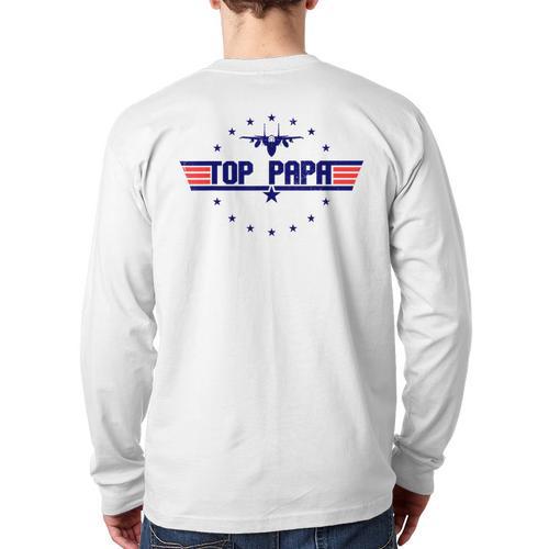 Top Papa Fathers Day Birthday For Men Dad Daddy Grandpa Long Sleeve T-Shirt Back Print - Father's Day Fun