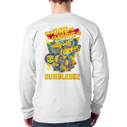 Transformers Father's Day Bumblebee My Dad Is Brave Long Sleeve T-Shirt Back Print - Father's Day Fun
