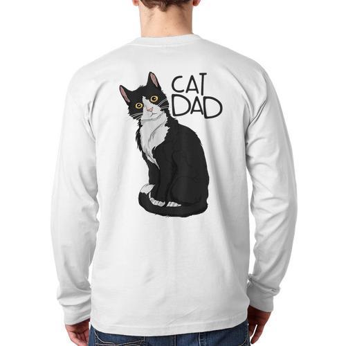 Tuxedo Cat Dad Cat Dad Tuxedo Cat Dad Long Sleeve T-Shirt Back Print - Father's Day Fun