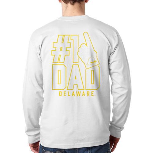 University Of Delaware Blue Hens 1 Dad Long Sleeve T-Shirt Back Print - Father's Day Fun