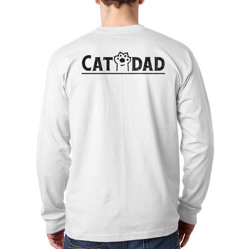 Worlds Best Cat Dad Ever Vintage Cat Dad Father Day Men Long Sleeve T-Shirt Back Print - Father's Day Fun
