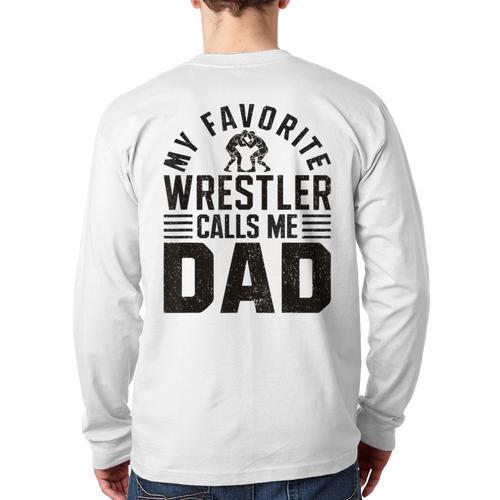 Wrestler Daddy Wrestling Dad Long Sleeve T-Shirt Back Print - Father's Day Fun